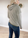 Better Off Striped Hoodie Pullover Sweater in Olive