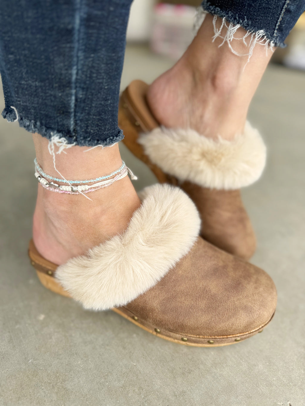 Corky's Just Fur Fun Clogs in Tan