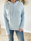 Scenic View Textured Hooded Top in Light Blue