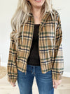 Never Lonely Plaid Hooded Jacket in Olive