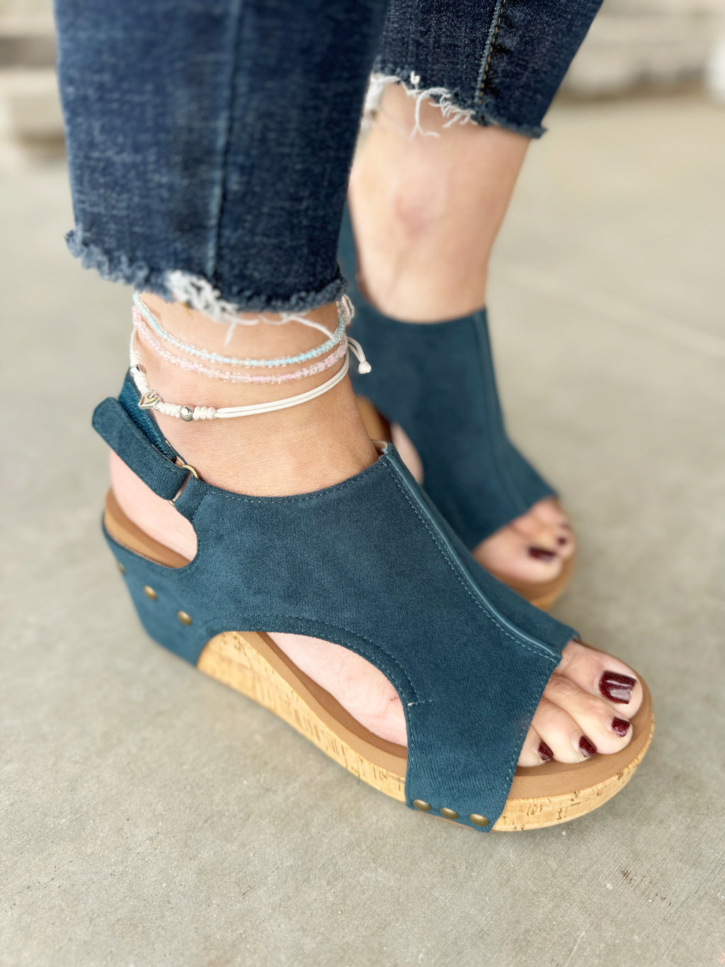 Corky’s Carley Faux Suede Sandals in Teal