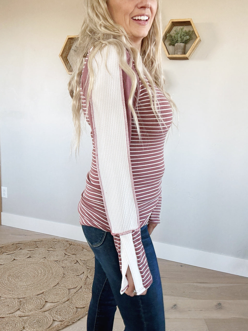 Clara Striped Long Sleeve in Rust