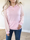 Sweetness Striped Hooded Top in Pink