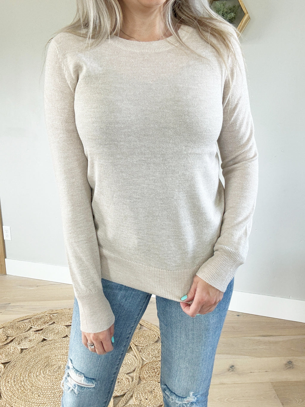 Speak Up Cashmere Crew-Like Sweater in Oatmeal