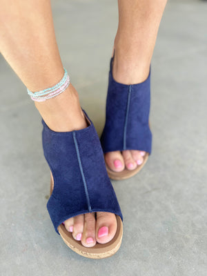 Corky’s Carley Sandals in Navy Faux Suede