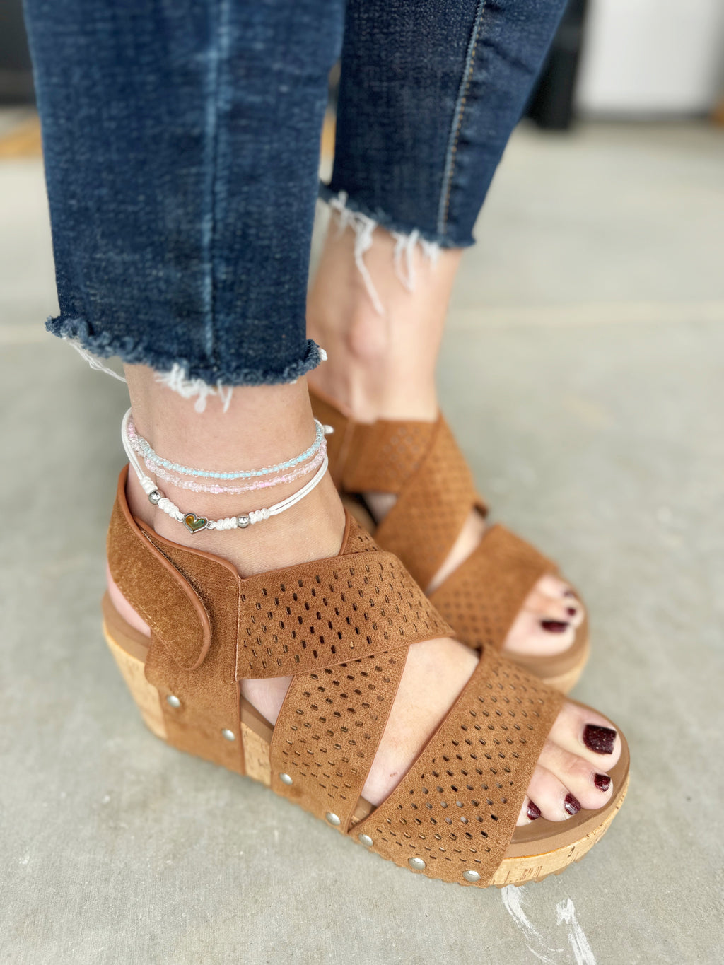 Corky's Guilty Pleasure Faux Suede Sandals in Tobacco