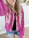 New Addition Two-Toned Hooded Cropped Jacket in Magenta