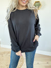 No Restrictions Elevated Crew Neck Pullover in Black (SALE)