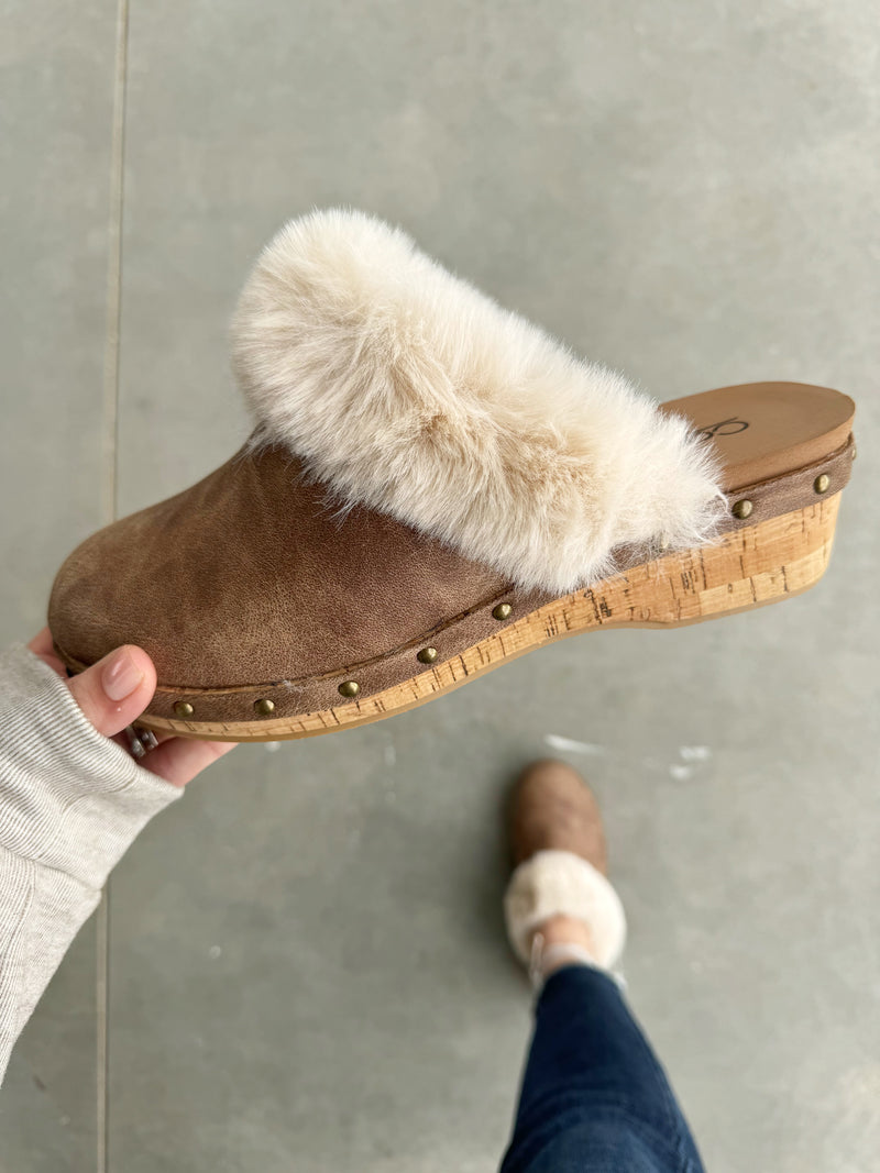 Corky's Just Fur Fun Clogs in Tan