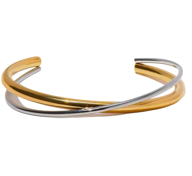 Two Tone Criss Cross Bangle