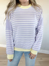 Uptown Girl Striped Long Sleeve in Lavender and Banana