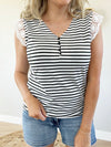 Stop Playing Lace Detailed Striped Top (Pink Label)