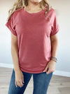 Happy Heart Round Neck Short Sleeve in Rust