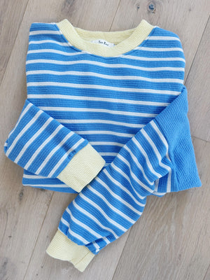 Uptown Girl Striped Long Sleeve in Blue and Banana