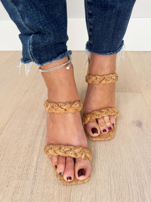 Corky’s Glitter Cork Sandals in French Kiss