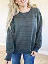 The Hype Crew Neck Jacquard Check Motif Sweatshirt in Hunter Green