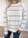 It Was You All Along Striped Crew Neck Sweater in Ivory and Honey