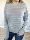 Strike a Pose Striped Sweater in Heather Gray