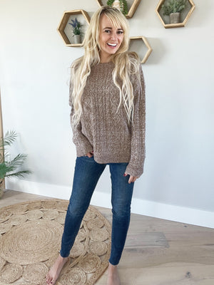 Feels Like Home Sweater in 2 Tone Brown (SALE)