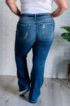 Judy Blue Mid Rise Distressed Button Fly Flare