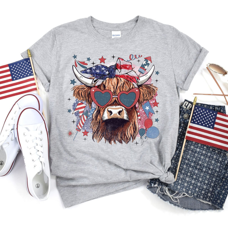 PREORDER: Americana Highland Cow Graphic Tee