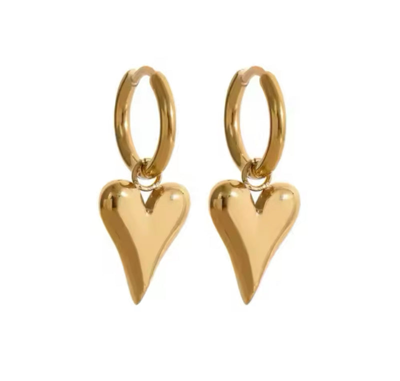 Golden Heart Huggie Hoops