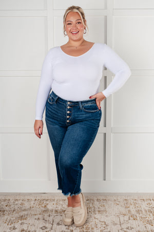 Judy Blue High Rise Button Fly Wide Leg Crop Jeans