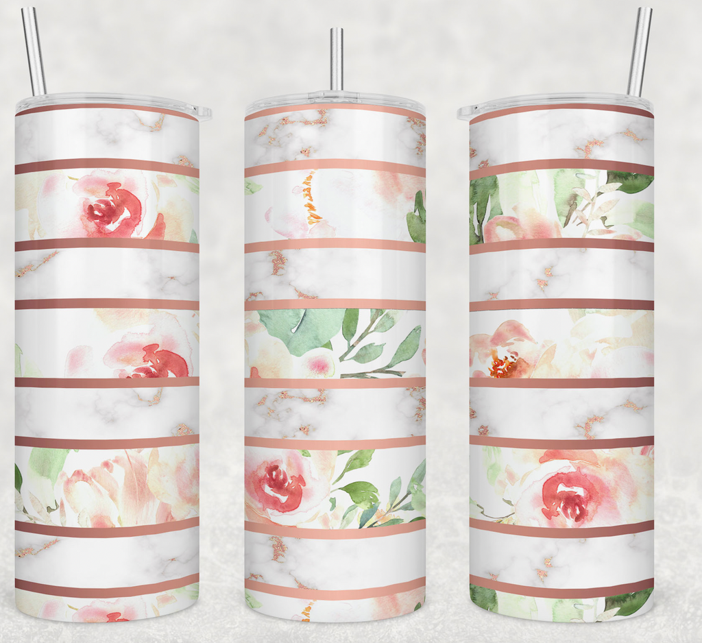 Floral and Stripes 20oz Skinny Tumbler