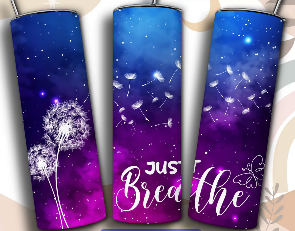 Just Breathe in Blue & Purple 20oz Skinny Tumbler