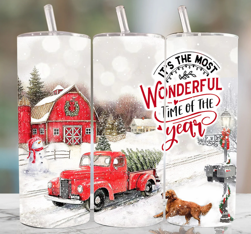 Watercolor Christmas 20oz Skinny Tumbler