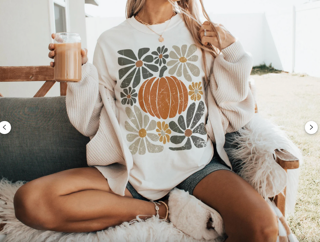 Boho Floral Fall Graphic Tee or Pullover