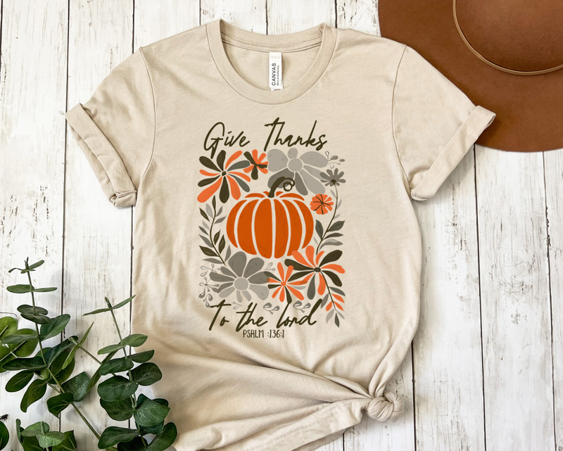 Give Thanks To The Lord Boho Floral Graphic Tee