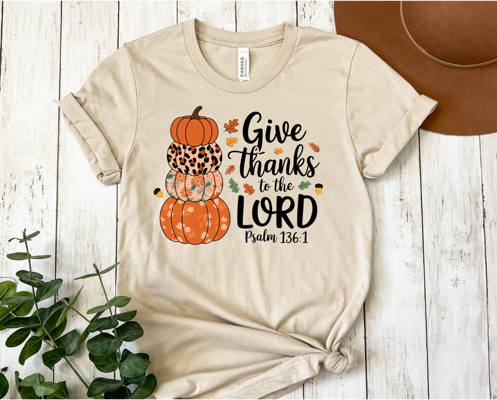 Give Thanks To The Lord Pumpkin Graphic Tee