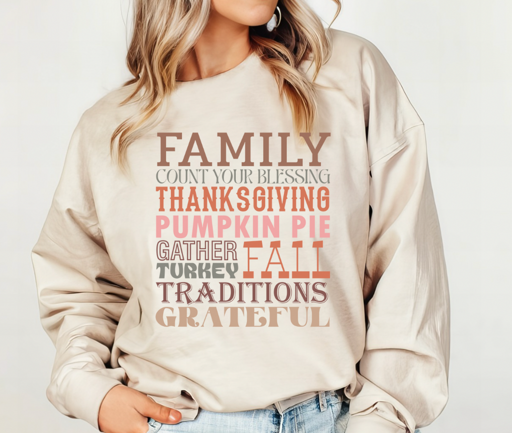 Thanksgiving Words Graphic Tee or Pullover