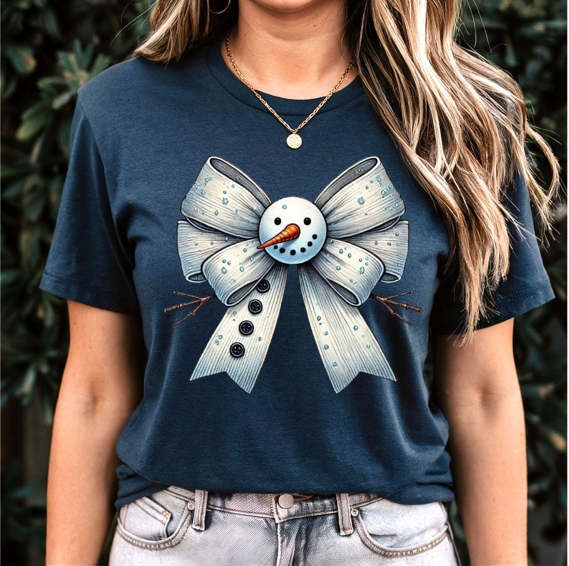 Snowman Bow Graphic Tee (Multiple Colors)