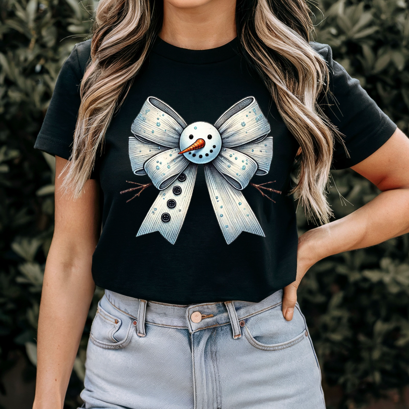 Snowman Bow Graphic Tee (Multiple Colors)