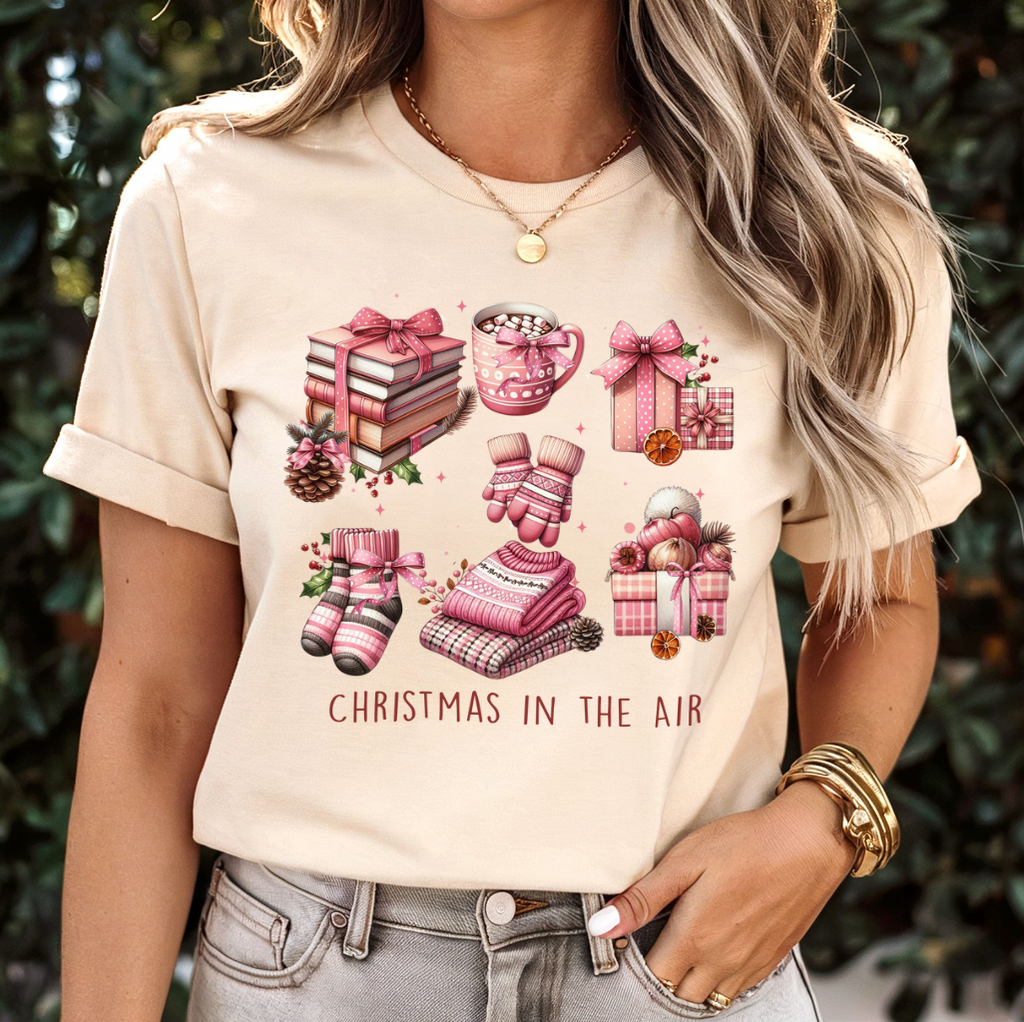 Pink Christmas In The Air Graphic Tee (Multiple Colors)