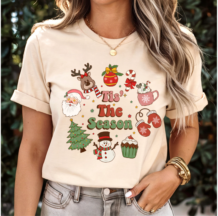 Tis The Season Circular Graphic Tee (Multiple Colors)