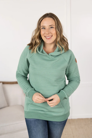 PREORDER Michelle Mae Tatum Textured Pullover Hoodie - Sea Green