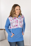 PREORDER Michelle Mae HalfZip Hoodie - Pink and Periwinkle Abstract Floral and Blue