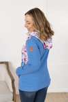 PREORDER Michelle Mae HalfZip Hoodie - Pink and Periwinkle Abstract Floral and Blue