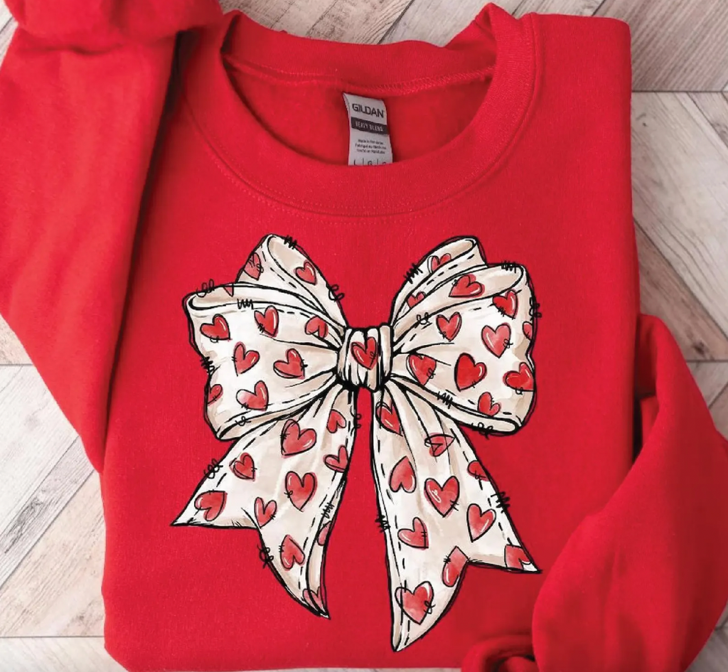 Hearts Bow Graphic Tee or Pullover