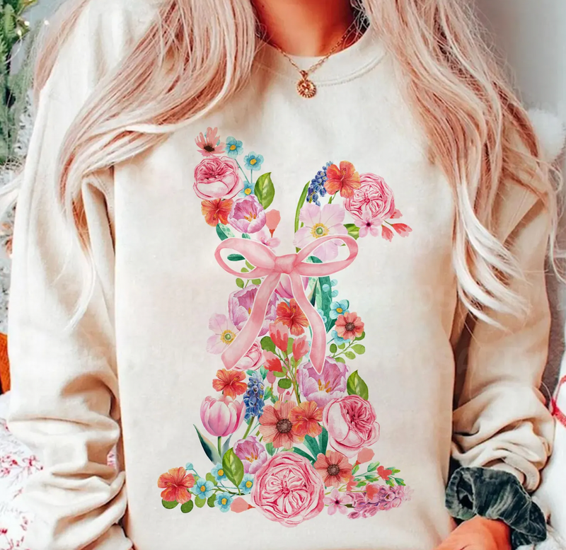 Floral Bunny Graphic Tee or Pullover