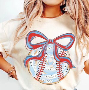 Baseball Bow Graphic Tee or Pullover