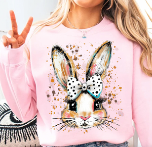 Bunny With Bow Tee or Pullover