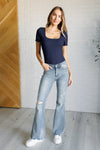 Judy Blue Mid Rise Tummy Control Distressed Flare Jeans