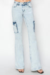 Risen Size High Rise Cargo Flare Jeans