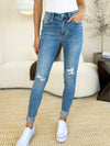 Judy Blue Mid Rise Cuffed Skinny Jeans