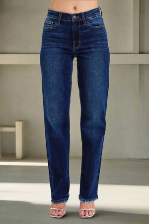 Judy Blue Raw Hem Straight Leg Jeans