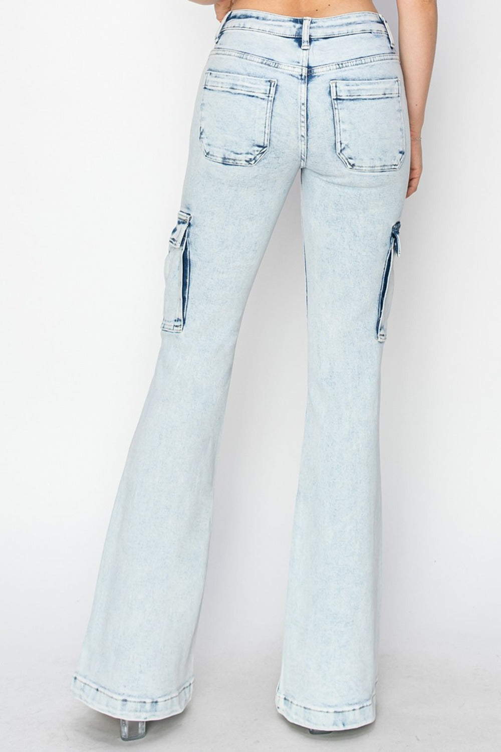 Risen Size High Rise Cargo Flare Jeans